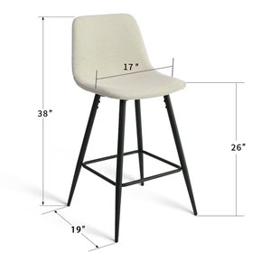 Mobilier nordique Restaurant petit déjeuner cuisine îlot comptoir haut moderne tissu tabouret de bar <span class=keywords><strong>chaise</strong></span> avec dossier - Product Image 5