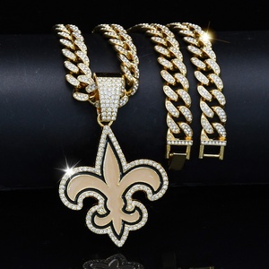 Nuovi Orleans santi gioielli ciondolo moda vendita calda collana diamanti classici Hip Hop catena cubana in lega placcata in oro - Product Image 2