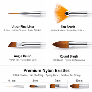 Ensemble de 16 stylos de peinture pour nail art en acrylique pour la gravure de lignes, le dessin, la conception d'ongles en gel UV et la photothérapie - Product Image 2