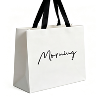 Sac shopping en papier imprimé avec logo, poignée en ruban satiné, pour vêtements, chaussures et accessoires vestimentaires, emballage de marque