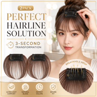 Lot de 2 franges naturelles invisibles en cheveux Remy, style décontracté, marron foncé/clair, par Senmu Beauty