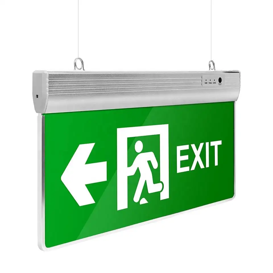 Manufactory Direct High Quality Green 3 Years Warranty Acrylic Exit Lighting 3W Rechargeable Ip20 Led Exit Sign Emergency Light