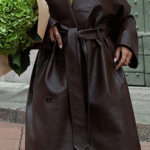 Veste longue décontractée zippée en similicuir tendance pour femmes et hommes, fabrication sur mesure, pièce unique - Product Image 2