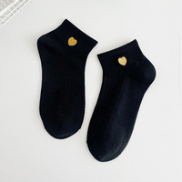 Chaussettes de cheville en coton pour femmes courtes noir blanc coeur étoile lune broderie Logo personnalisé été équipage à la mode conception tricotée