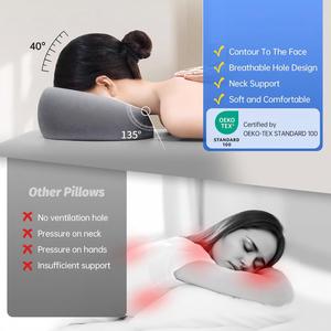 หมอนรองหน้าสีเทาแบบปรับแต่งได้สำหรับโต๊ะนวดและเตียงนอน ปลอกถอดซักได้ ใช้หลังผ่าตัด หมอนรองหน้าสำหรับนอนคว่ำ - Product Image 2