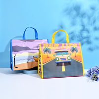 Sac isotherme personnalisé en non-tissé avec logo imprimé, motif graphique vif, pour pique-nique en extérieur