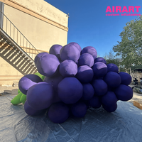 Modèle de raisins gonflables géants violets de 5 m avec feuilles, accessoire de fruits personnalisé pour le festival de la récolte et l'exposition alimentaire