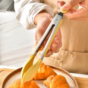 YJ maravilloso antiadherente de acero inoxidable de silicona <span class=keywords><strong>para</strong></span> cocinar pinzas de cocina con puntas <span class=keywords><strong>para</strong></span> bistec <span class=keywords><strong>Pizza</strong></span> Pasta <span class=keywords><strong>espagueti</strong></span> ensalada barbacoa Buffet - Product Image 4