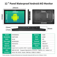 10.1 11.6 12 15.6 18.5 21.5 23.8 inç dokunmatik ekran monitör VESA duvara monte endüstriyel Android 11 hepsi bir 2G + 32G su geçirmez