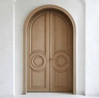 Porte double en bois massif de style français, normes européennes, avec arche intérieure en verre, isolation phonique, design moderne pour hôtel et villa