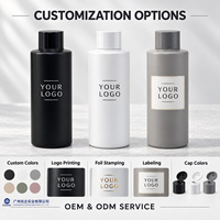 Bouteille en plastique PE noire de 150 ml, col à vis de 24 mm, bouchon à clapet, vide, pour shampoing, gel douche, lotion, emballage cosmétique, logo personnalisé