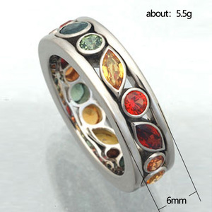 Anello con Zirconi Colorati Traforati, Gioiello Minimalista da Donna per Uso Quotidiano - Product Image 5