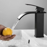Robinet cascade pour lavabo NES-GB01, robinet de lavabo monotrou en acier inoxydable chaud et froid pour meuble de salle de bain et évier de comptoir