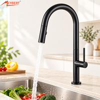 Robinet de cuisine en acier inoxydable chromé, monocommande, à arc haute rotation 360°, avec douchette extractible et fixation sur comptoir