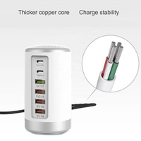 Station de charge USB multiple Prise de charge de bureau avec adaptateur EU US UK Téléphones Android Ordinateurs portables Écouteurs compatibles Montres
