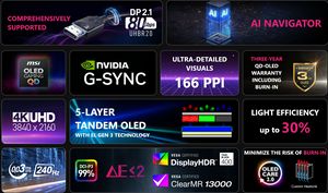 MSI MPG 272URX QD-OLED 240hz显示器4k人体工程学支架显示hdr真黑色400游戏显示器电子竞技显示器电脑 - Product Image 6