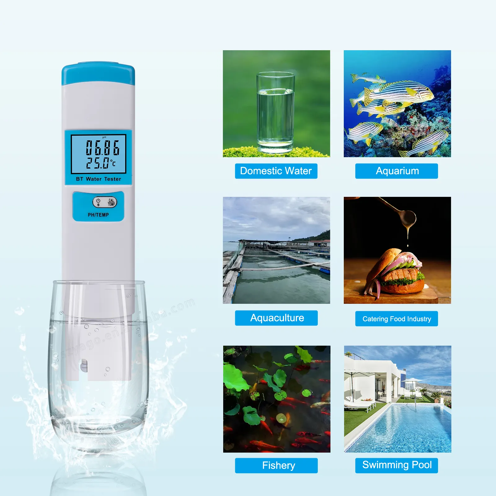 Nieuwe Bluetooth Smart App Display Waterkwaliteit Test Meter Home Temp Ph 2 In 1 Test Pen