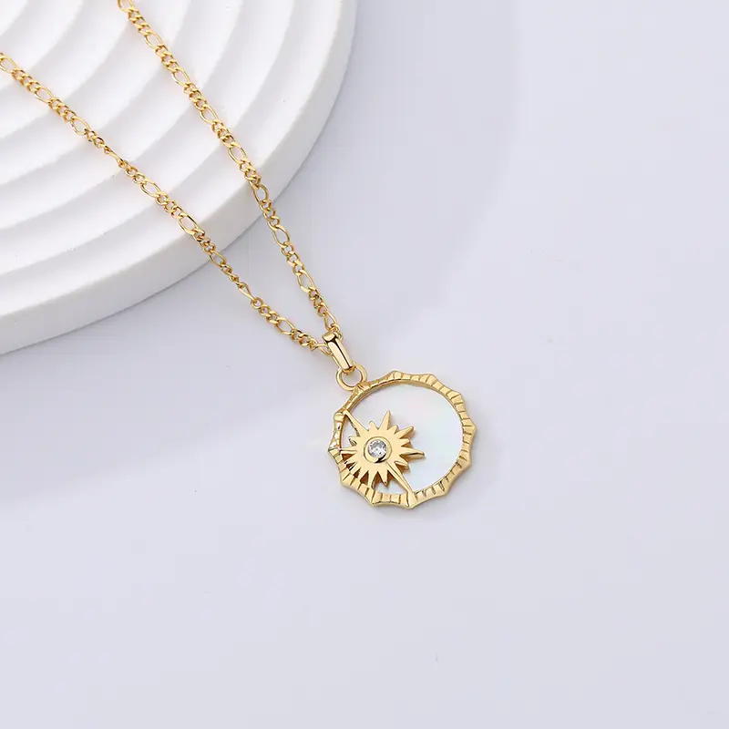 Fashion hot selling 925 sterling silver necklace Sun shell necklace female niche design accessories clavicle chain jewelry