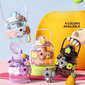 Md407 <span class=keywords><strong>nuovo</strong></span> cartone animato per bambini simpatico mostro di plastica portatile tazza di acqua estiva di grande capacità Logo personalizzato tazza di paglia - Product Image 1