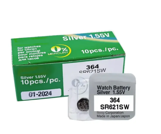 Single Pack for 364 Original 1.55V Silver Oxide Watch Battery 364 SR621SW V364 SR60 SR621 AG1 Button Coin Cell