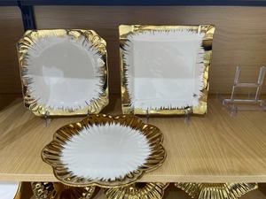 Ensemble d'assiettes à dîner de luxe en marbre au design moderne et doré <span class=keywords><strong>Vaisselle</strong></span> en céramique en porcelaine de Offre Spéciale pour hôtels - Product Image 6