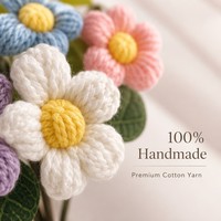 Ramo de Flores de Margarita Tejido a Mano, Mini Girasol de Ganchillo, Lavanda en Maceta, Regalo para Boda, Decoración de Hogar, Oficina y Escritorio
