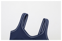 Sujetador deportivo extrasuave con acabado cepillado, ribete en contraste, cuello en U, sin espalda, acolchado, para yoga y gimnasio, para mujer