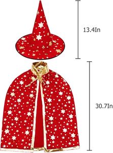 Capa de Mago 2024 con Sombrero, Accesorios de Halloween para Niños, Disfraz de Bruja de Alta Calidad para Niños, Capa Suave y Cómoda, Conjunto de Halloween - Product Image 5