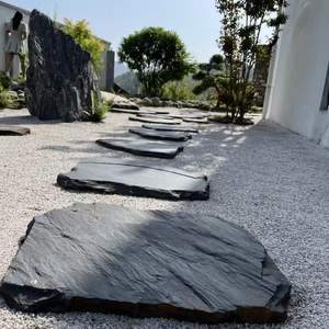 Ardesia nera naturale <span class=keywords><strong>da</strong></span> <span class=keywords><strong>giardino</strong></span> all'aperto pietre miliari ad incastro per pavimentazione in pietra per gradini in pietra e pavimentazione per pavimenti - Product Image 3
