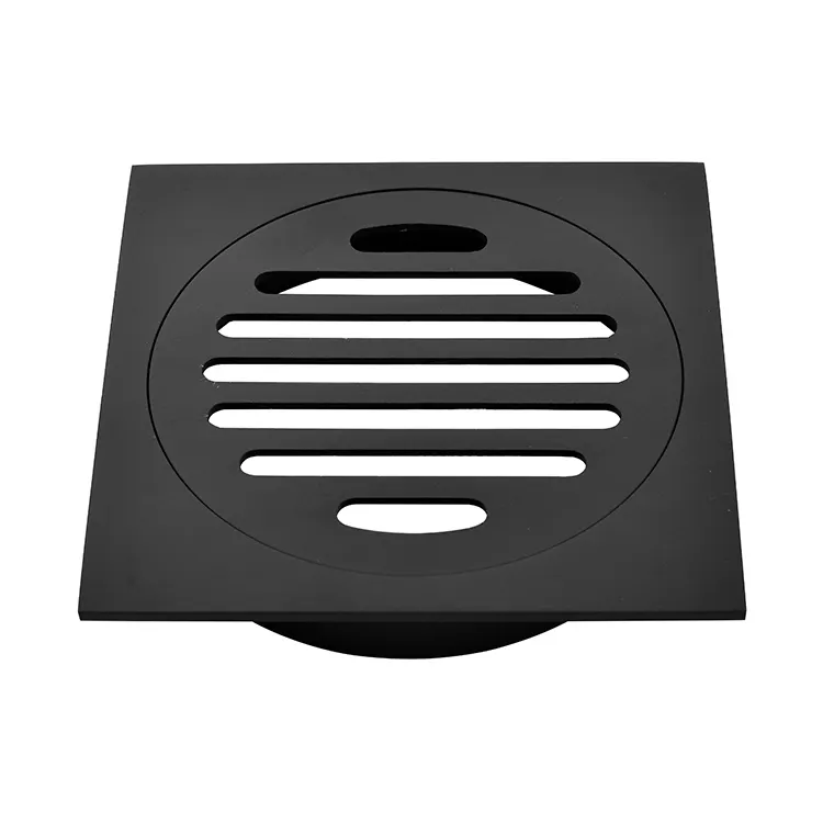 Modern 4-Inch Black Room Drain with Removable Cover for Hotel Applications Bathroom Shower Floor Drain
