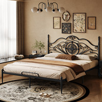 Lit double en fer forgé de luxe léger français, cadre en fer sculpté, pour chambre principale, 1,8 m 1,5 m, style vintage épaissi, garantie 10 ans