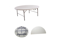 Table ronde pliable en HDPE durable de 152 cm, capacité de 10 personnes, pour hôtel, banquet, fête