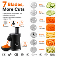 Hachoir Électrique Multifonctionnel pour Légumes, Oignons, Frites, Ail, Pommes de Terre, Râpe à Fromage, et Râpe à Carottes