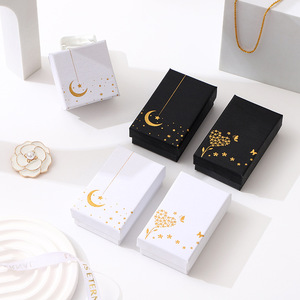 Maan Hart Gouden Folie Rechthoekige Kartonnen Juwelendoos voor Ketting Oorbellen Ring Cadeauverpakking Fabrikant Groothandel Voorraad - Product Image 2