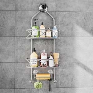 Double Tier Modern Wall Mounted <b>Shower</b> Head & Gel Shampoo <b>Storage</b> Rack - Product Image 4
