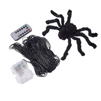 Guirlande lumineuse décorative d'Halloween avec araignées et chauves-souris, guirlande lumineuse d'extérieur en forme de toile d'araignée pour Halloween, décoration extérieure