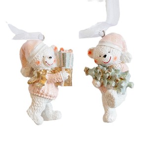 Rustic Christmas Decoration Supplies Resin Pendant Cute Bear Christmas Tree Ornaments