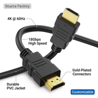 Câble HDTV 4K 18 Gbps ultra haute vitesse pour câble vidéo avec HDR10 EARC gaine PVC pour home cinéma, ordinateur et téléphone