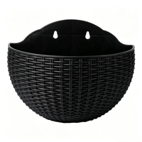 Panier suspendu en rotin imitation pour balcon, jardin, extérieur, intérieur, pot de plante mural