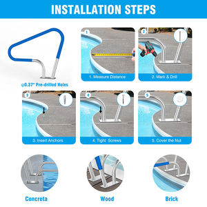 Conception JH-Mech Large application Belle courbe Durable et robuste Couverture antidérapante incluse Main courante de <span class=keywords><strong>piscine</strong></span> - Product Image 2