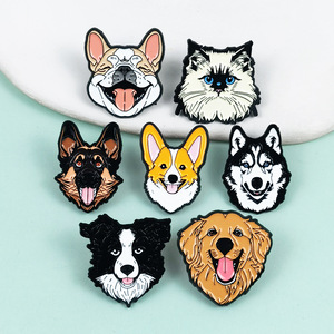 Mignons Pins en émail de zinc pour animaux de compagnie : Berger allemand, Husky, <span class=keywords><strong>Bouledogue</strong></span> français, Corgi, Animaux de dessin animé, Nouvel An Chinois - Product Image 6