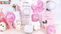 Ballons ronds métallisés 4D rose et blanc, 6 pièces, pour décorations de mariage, anniversaire, fête prénatale