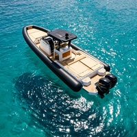 Bateau semi-rigide en aluminium 990 de 9,9 m à grande vitesse, avec tube Orca Hypalon noir intégral, toit rigide et demi-cabine, bateau pneumatique semi-rigide, yacht pneumatique