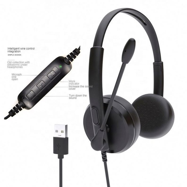 Factory Price Type c USB Wired Business Telephone Headsets Call Center Computer Headphone PC Laptop Smartphone Tablet IPX-4