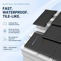 Tuile solaire photovoltaïque CdTe 105W intégrée au bâtiment, à cadre noir, type shingle, film mince, pour remplacement de tuiles de toiture