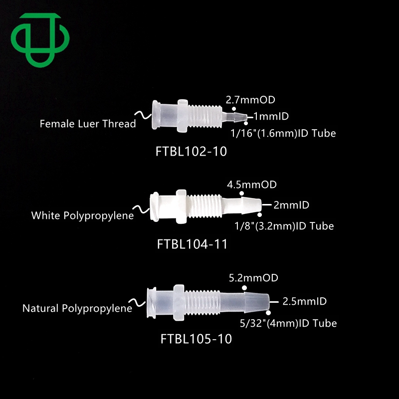 1Pc Female Luer To Thread Fittings - Male Thread 1/4-28UNF, 1/8-27NPT