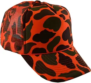 Zachte Mesh Panel Baseball Cap Camouflage Trucker Hoeden Oranje Camouflage Cap