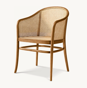 Sassanid OEM Café europeo Iconic Silla de madera curvada Comedor americano July Cane Barrel Comedor Sillón - Product Image 2