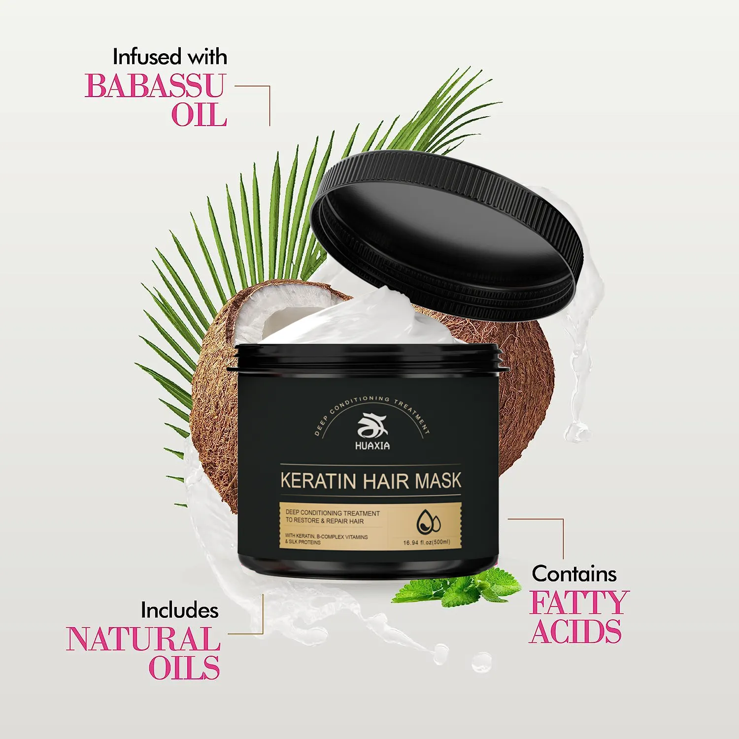 HuaXia masker rambut Keratin halus, perawatan rambut SPA Brazil dengan mudah menyebar