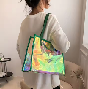 Custom Logo Transparent Jelly Candy PVC Shopping Tote Bag Ready to Ship Stock Outdoor <b>Gift</b> for <b>Beach</b> or Travel - Product Image 3